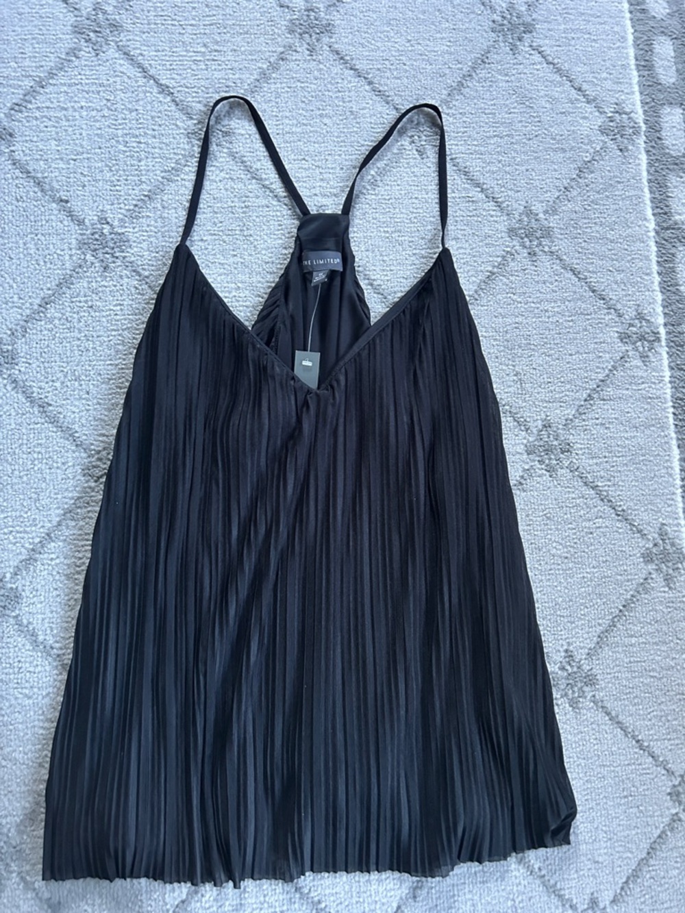The Limited Black Accordion Pleated Racerback Tank Blouse